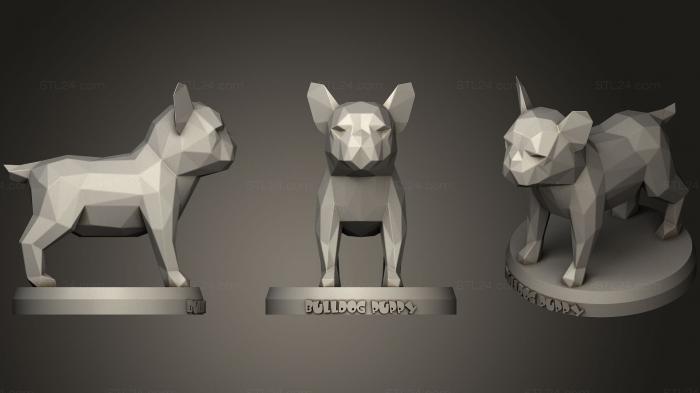 Статуэтки животных (Щенок Поли бульдога, STKJ_1292) 3D модель для ЧПУ станка